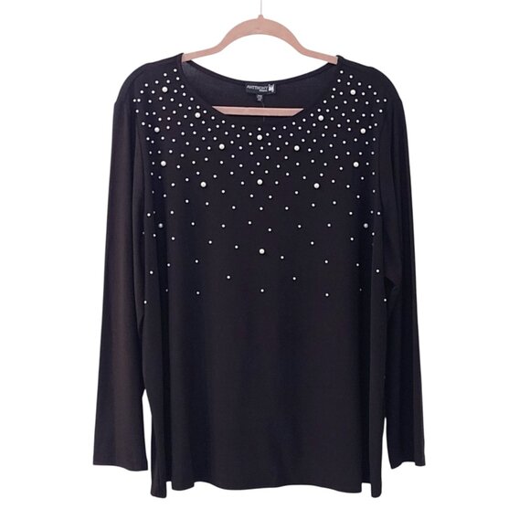 (NWT) Antthony Originals: 2-Piece Wide Leg Pull on Pant Set, Size 2X, Black - Picture 2 of 9